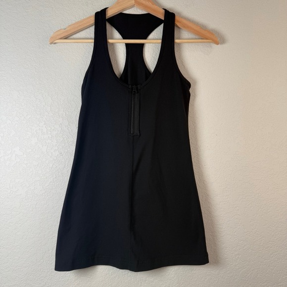 Lululemon Black Athletic Tank Top Cool Racerback Activewear Zip Detail XS‎ - Picture 1 of 5